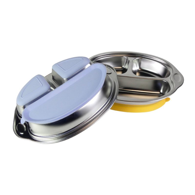 Assiette compartimentée inox à ventouse