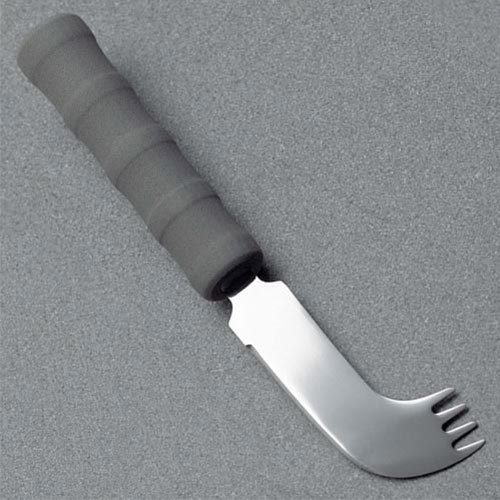 Couteau-fourchette Nelson pour manger d'une main, hémiplégie