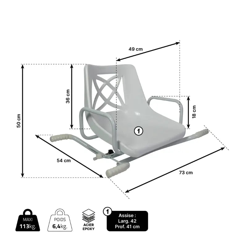 Siege de bain pivotant avec accoudoirs - vue 4