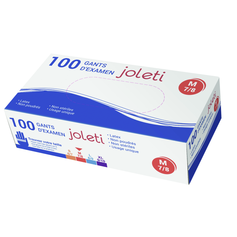 Gants d'examen latex boîte de 100 Joleti